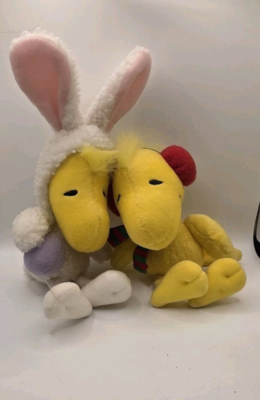 Peanuts Woodstock Plush Lot of 2 Bunny Easter & Red Earmuffs Scarf Hallmark